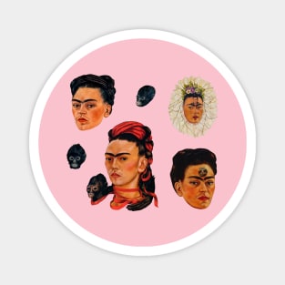 The Many Faces of Frida (with some monkeys) Magnet